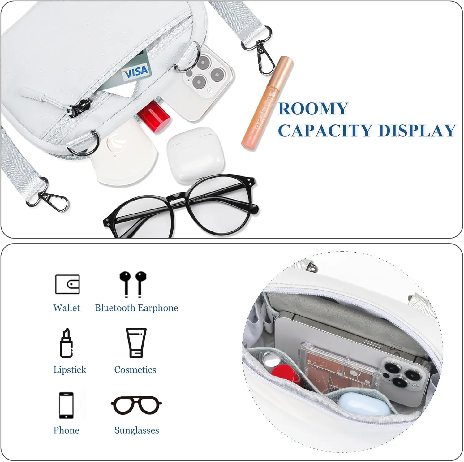 MAXTOP Small Nylon Crossbody Bags for Women Unisex Belt Bag Fanny Pack with Adjustable Strap for Traveling Shopping