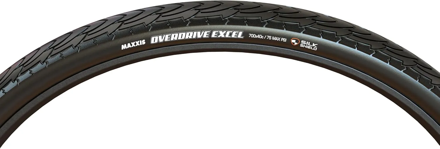 Maxxis Overdrive Excel - Wire Bead - Single Compound - 700 - SilkShield - Grooved Slick Design for All-Weather Grip