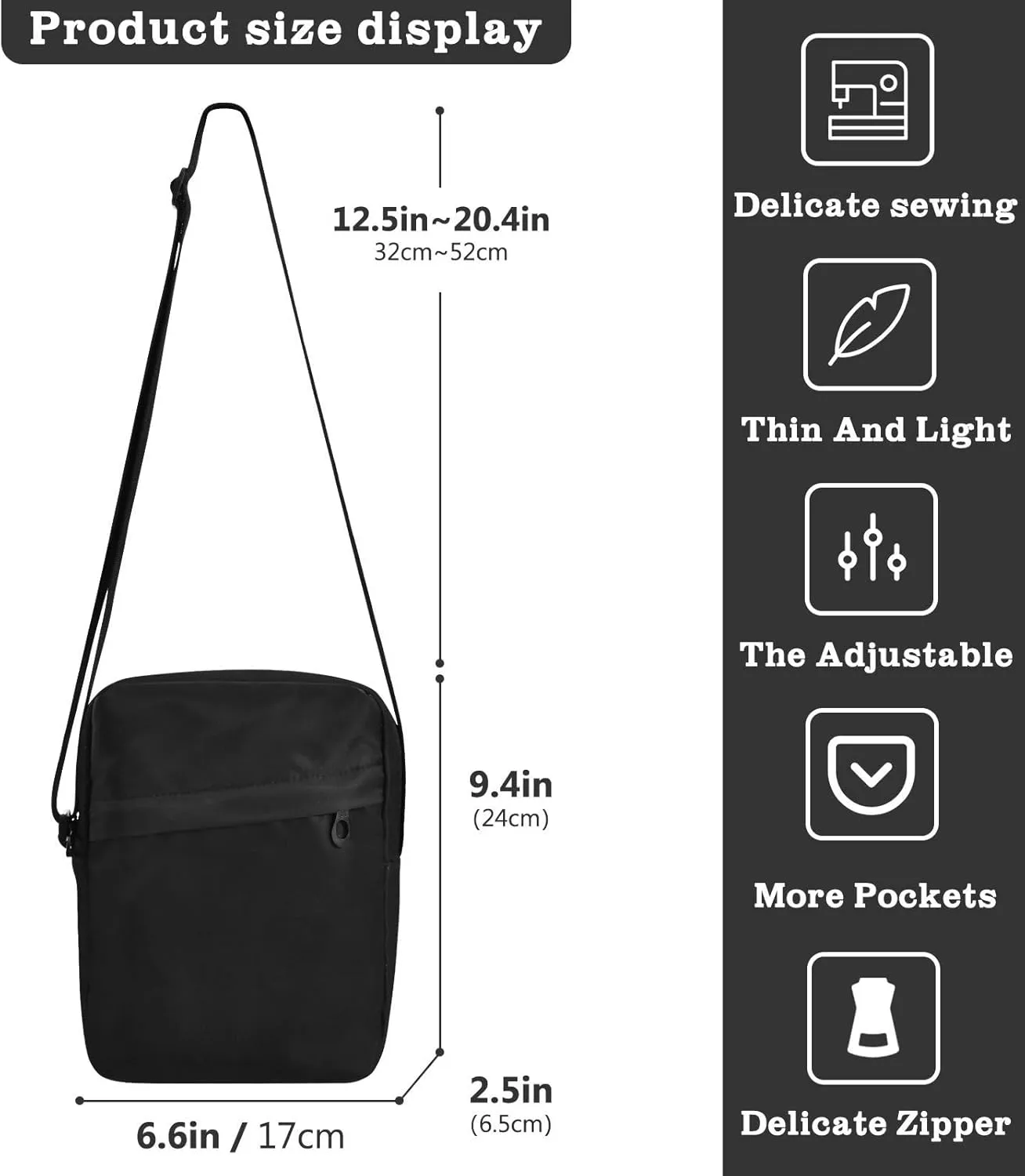 MCHIVER Small Messenger Bag Crossbody Bag for Men Women Cell Phone Shoulder Bag for Cycling Hiking Running