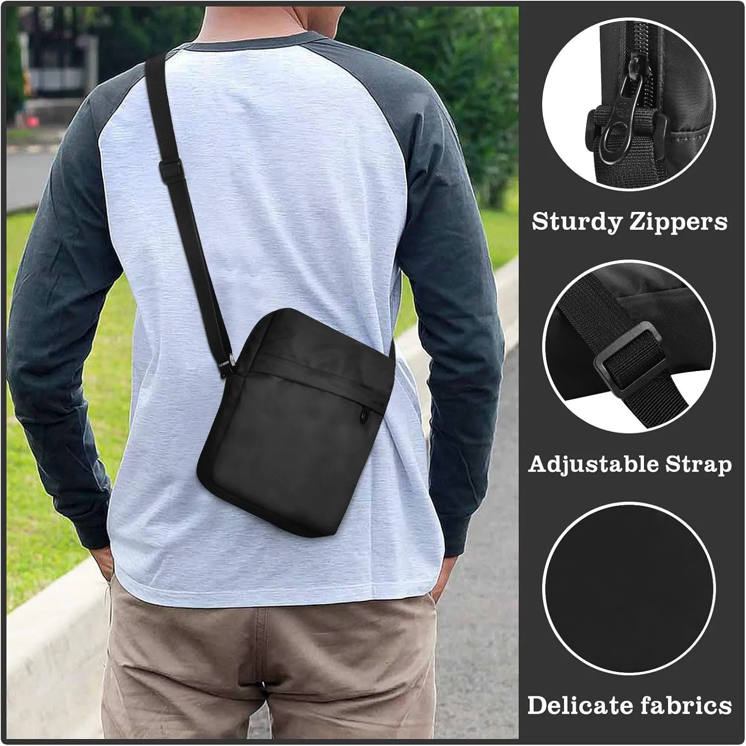 MCHIVER Small Messenger Bag Crossbody Bag for Men Women Cell Phone Shoulder Bag for Cycling Hiking Running