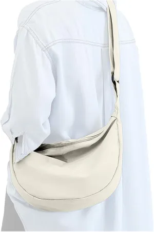 Medium Nylon Crossbody Crescent Bag for Women Men Fashionable Shoulder Bag with Adjustable Strap for Everyday Casual Travel