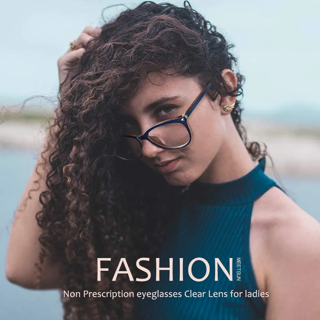 MEETSUN Non Prescription Glasses Frames For Women，Retro Cateye Fake Eyeglasses HD Clear Lens