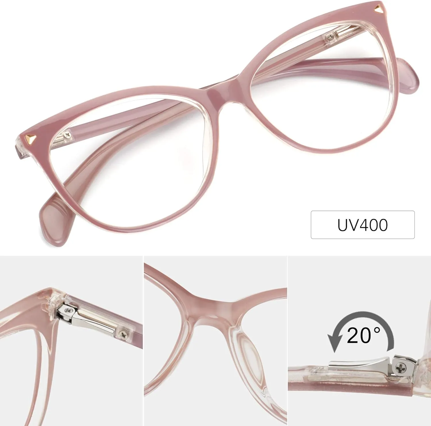 MEETSUN Non Prescription Glasses Frames For Women，Retro Cateye Fake Eyeglasses HD Clear Lens