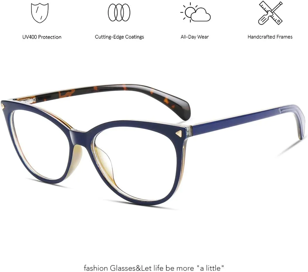 MEETSUN Non Prescription Glasses Frames For Women，Retro Cateye Fake Eyeglasses HD Clear Lens