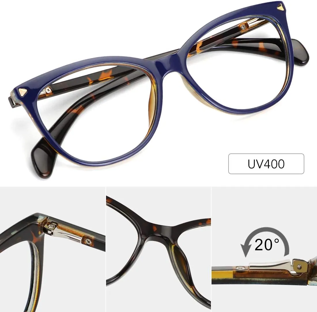 MEETSUN Non Prescription Glasses Frames For Women，Retro Cateye Fake Eyeglasses HD Clear Lens
