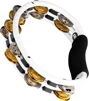 Meinl Percussion Traditional Tambourine, Handheld Half-Moon Shape with Synthetic Frame — NOT Made in China — Double Row Dual Alloy Jingles, 2-Year Warranty (TMT1M-WH)