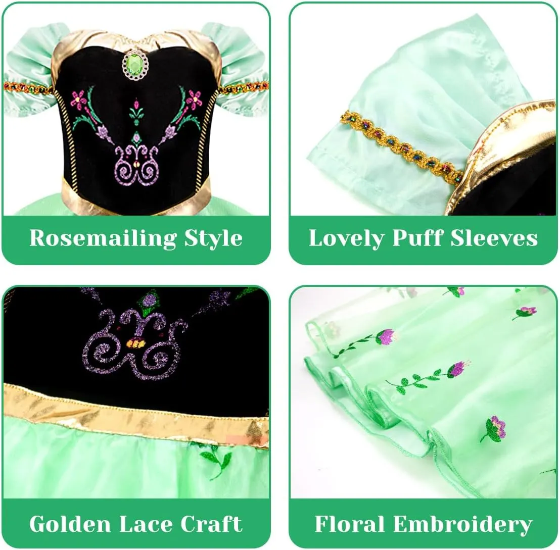 Meland Princess Dress Up for Girls - Light Up Princess Dress for Role Play, Halloween Costume for Toddler Girls 3-10