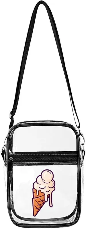 Melting Ice Cream Balls Clear Stadium Crossbody Bag Small Shoulder Purse Adjustable Strap Handbag for Women Men