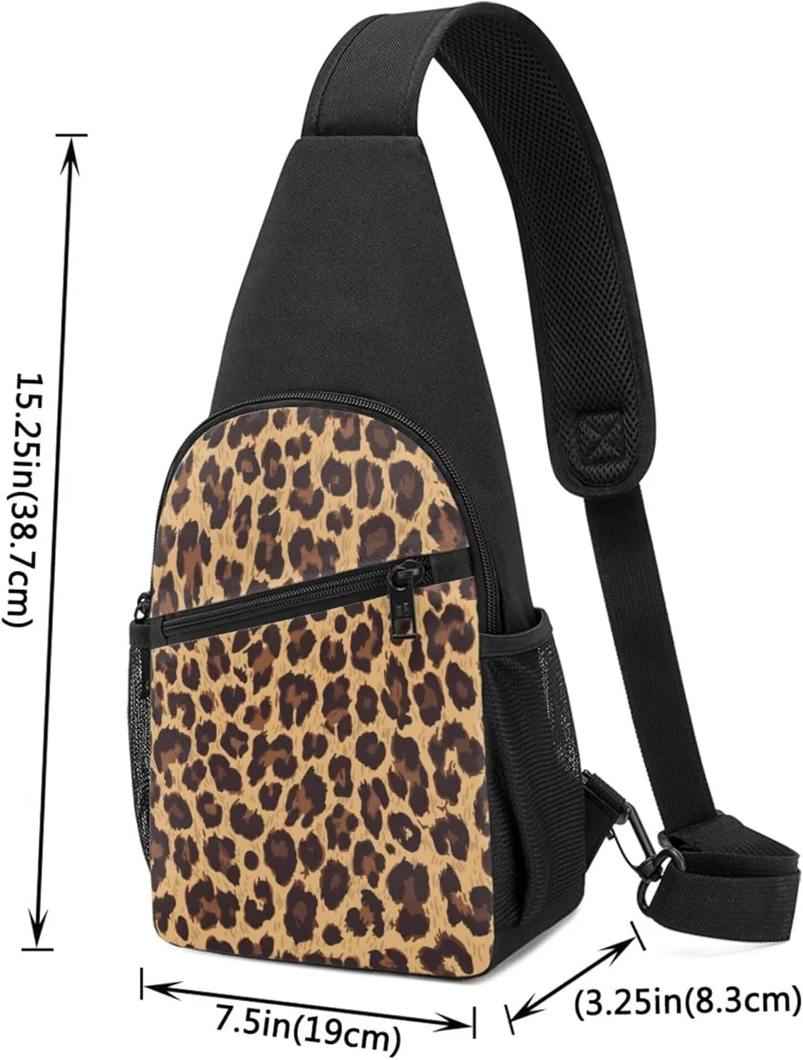 Men and Women Sling Bag Chest Daypack, Compatible with Cool Cheetah Leopard Print Shoulder Backpack Crossbody for Hiking/Camping/Running, Casual and Large Capacity Anti-Theft Rucksack