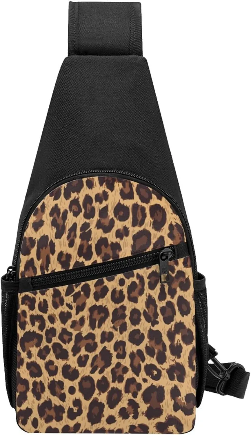 Men and Women Sling Bag Chest Daypack, Compatible with Cool Cheetah Leopard Print Shoulder Backpack Crossbody for Hiking/Camping/Running, Casual and Large Capacity Anti-Theft Rucksack