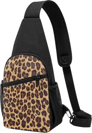 Men and Women Sling Bag Chest Daypack, Compatible with Cool Cheetah Leopard Print Shoulder Backpack Crossbody for Hiking/Camping/Running, Casual and Large Capacity Anti-Theft Rucksack