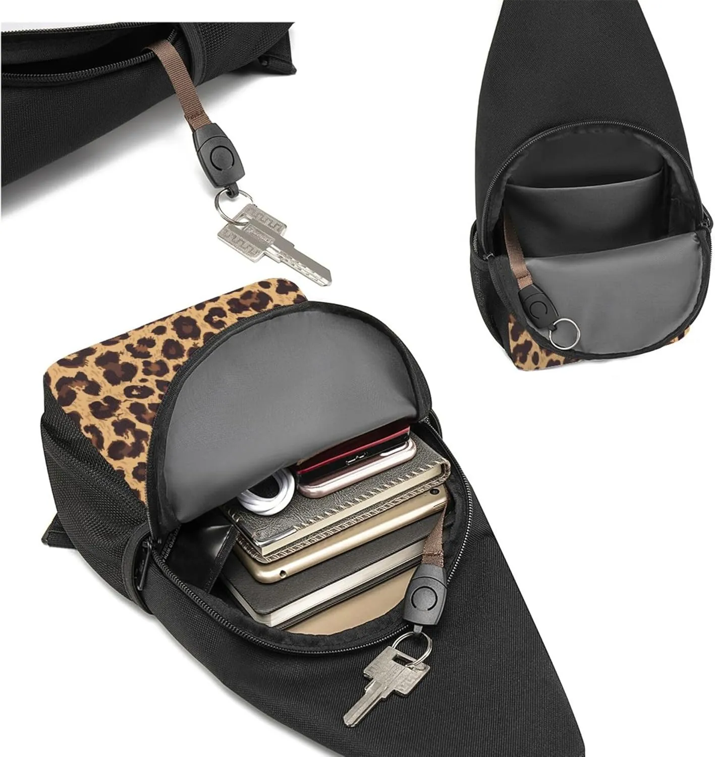 Men and Women Sling Bag Chest Daypack, Compatible with Cool Cheetah Leopard Print Shoulder Backpack Crossbody for Hiking/Camping/Running, Casual and Large Capacity Anti-Theft Rucksack
