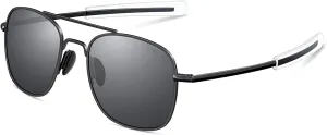 Mens Aviator Sunglasses 53mm TAC Polarized Lense Pilot Military Style Metal Frame with Bayonet Temples