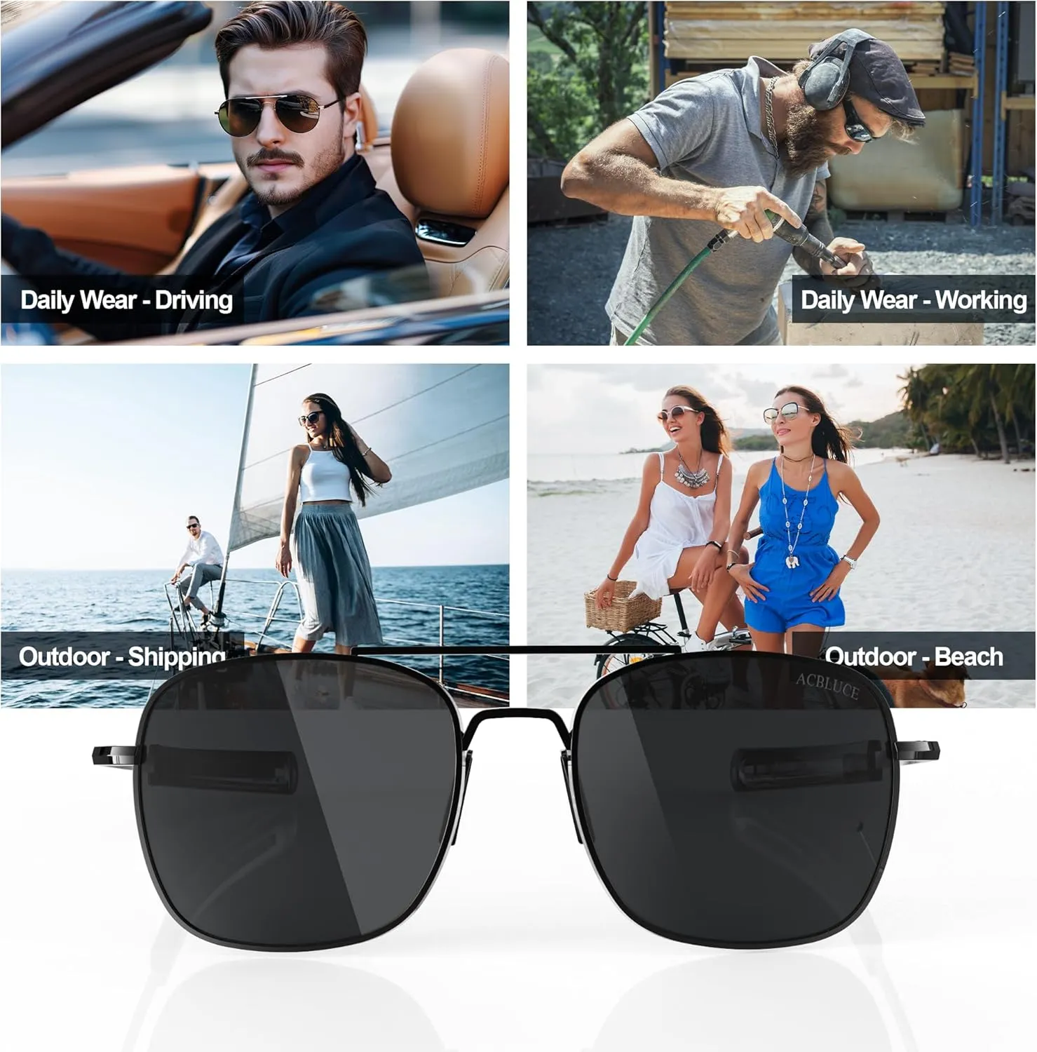 Mens Aviator Sunglasses 53mm TAC Polarized Lense Pilot Military Style Metal Frame with Bayonet Temples