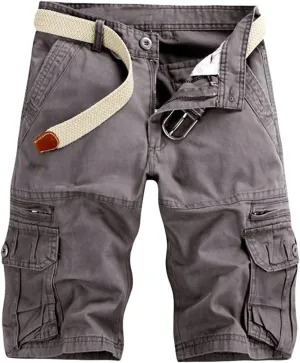 Mens Big and Tall 3XL Elastic Waistband Cargo Shorts Casual Multi Pocket Tooling Shorts Relaxed Fit Athletic Shorts