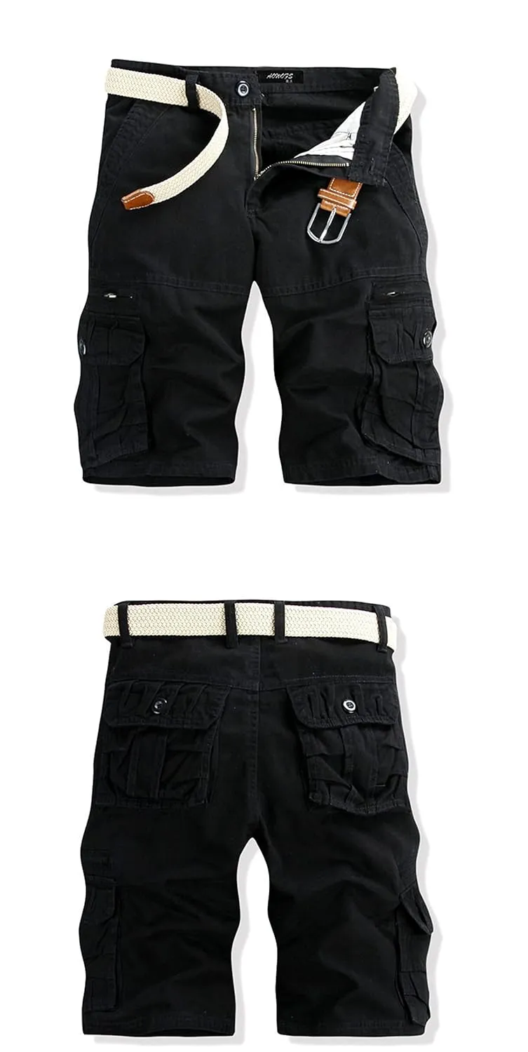 Men's Classic Twill Cargo Shorts Rugged Flex Relaxed Fit Canvas Cargo Short Multi Pocket Casual Outdoor Hiking Shorts (36,Black)