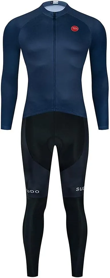 Men's Cycling Jersey Set Long Sleeve Cycling Clothing Road Bike Shirts Bicycle Jersey with 20D Gel Padded Long Pants