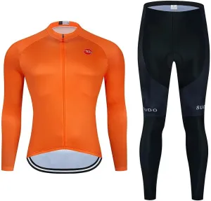 Men's Cycling Jersey Set Long Sleeve Cycling Clothing Road Bike Shirts Bicycle Jersey with 20D Gel Padded Long Pants