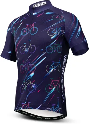 Men's Cycling Jersey Short Sleeve Bike Shirts Bicycle Jacket with Pockets