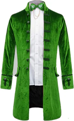 Mens Retro Velvet Victorian Steampunk Long Blazer Jacket Gothic Frock Coat JK003