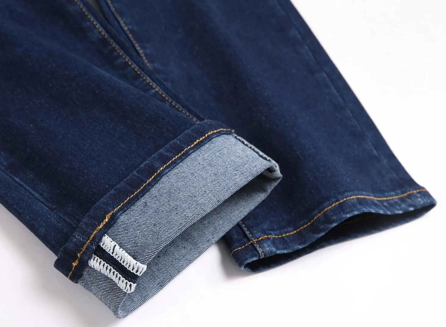 Men's Ripped Patch Elastic Jeans Fashion Slim Fit Regular Denim Pants