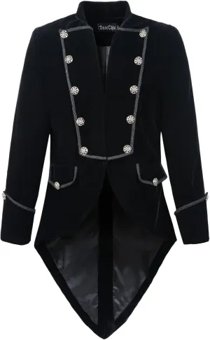 Mens Steampunk Tailcoat Jacket Velvet Gothic VTG Victorian