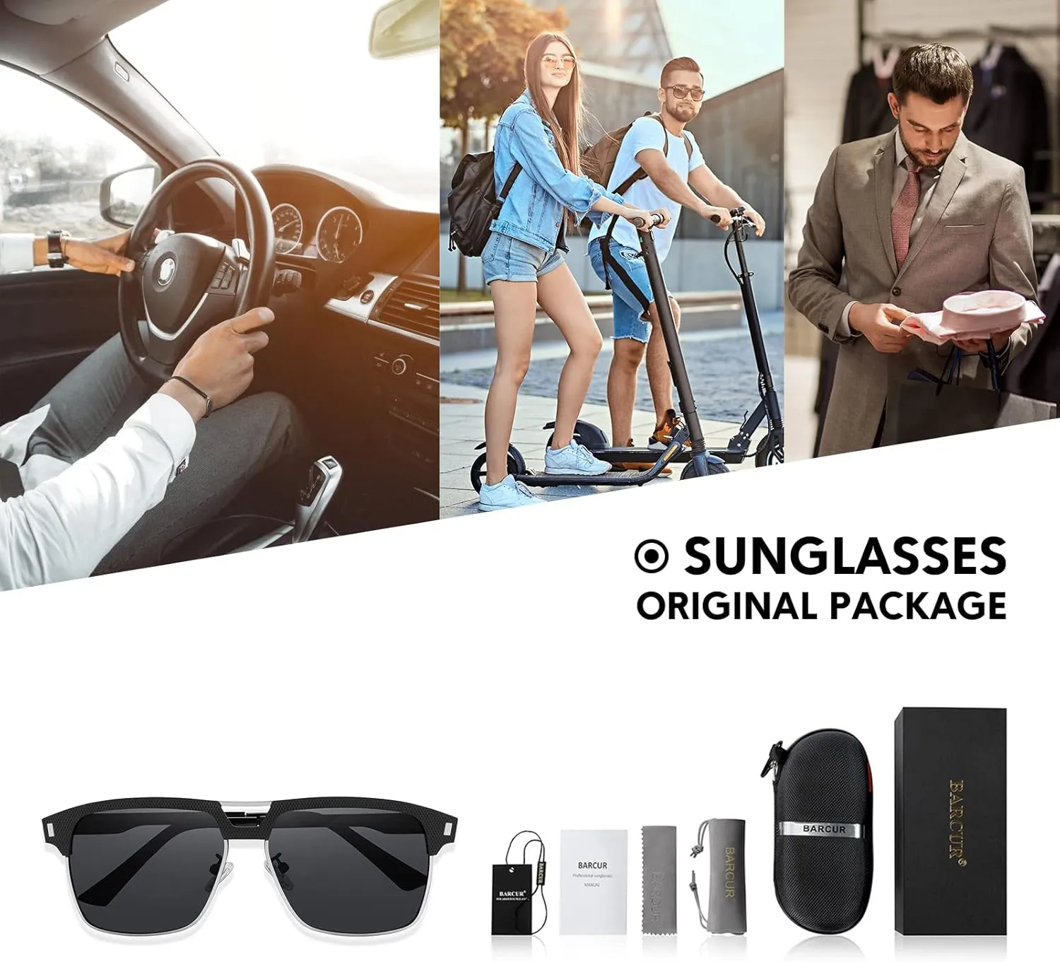 Men’s Style Square Aviator Sunglasses Polarized Lens Metal Frame