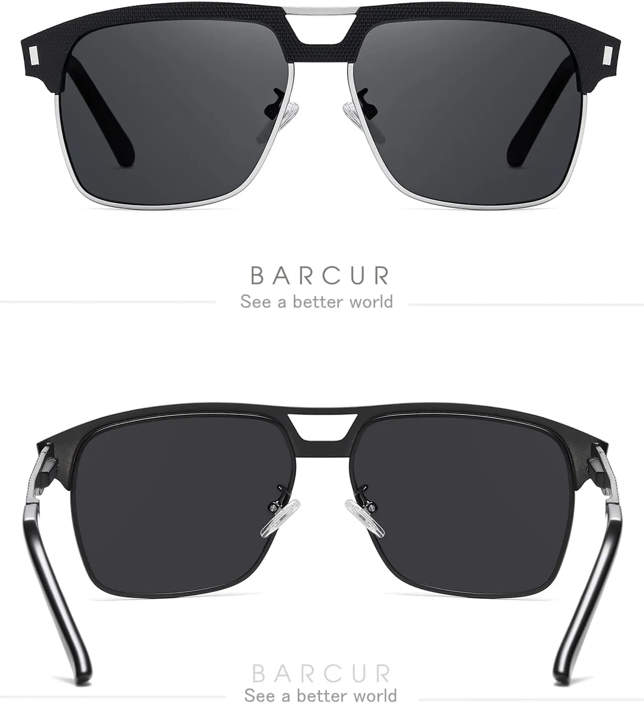 Men’s Style Square Aviator Sunglasses Polarized Lens Metal Frame