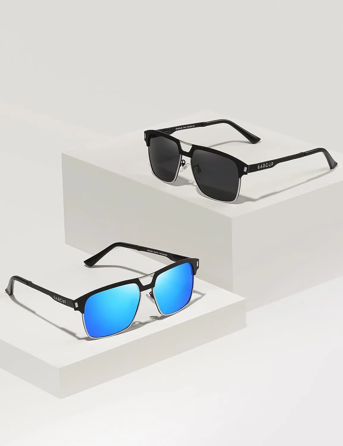 Men’s Style Square Aviator Sunglasses Polarized Lens Metal Frame