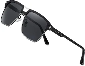 Men’s Style Square Aviator Sunglasses Polarized Lens Metal Frame