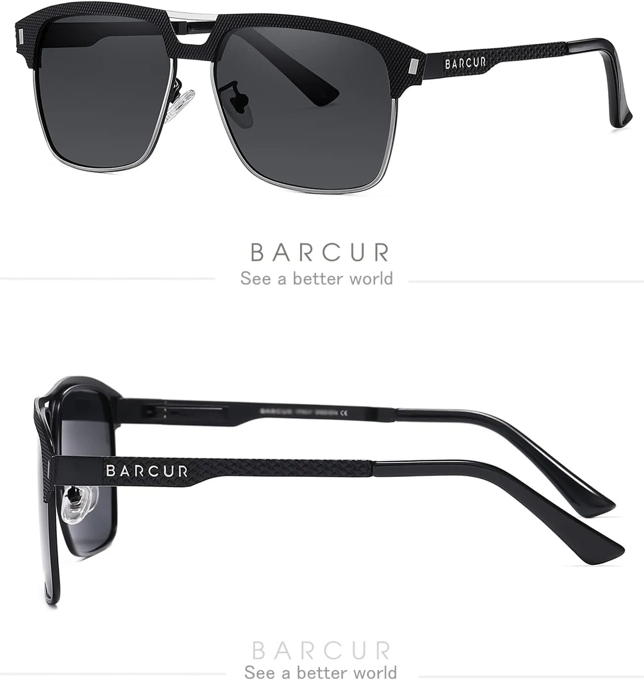 Men’s Style Square Aviator Sunglasses Polarized Lens Metal Frame