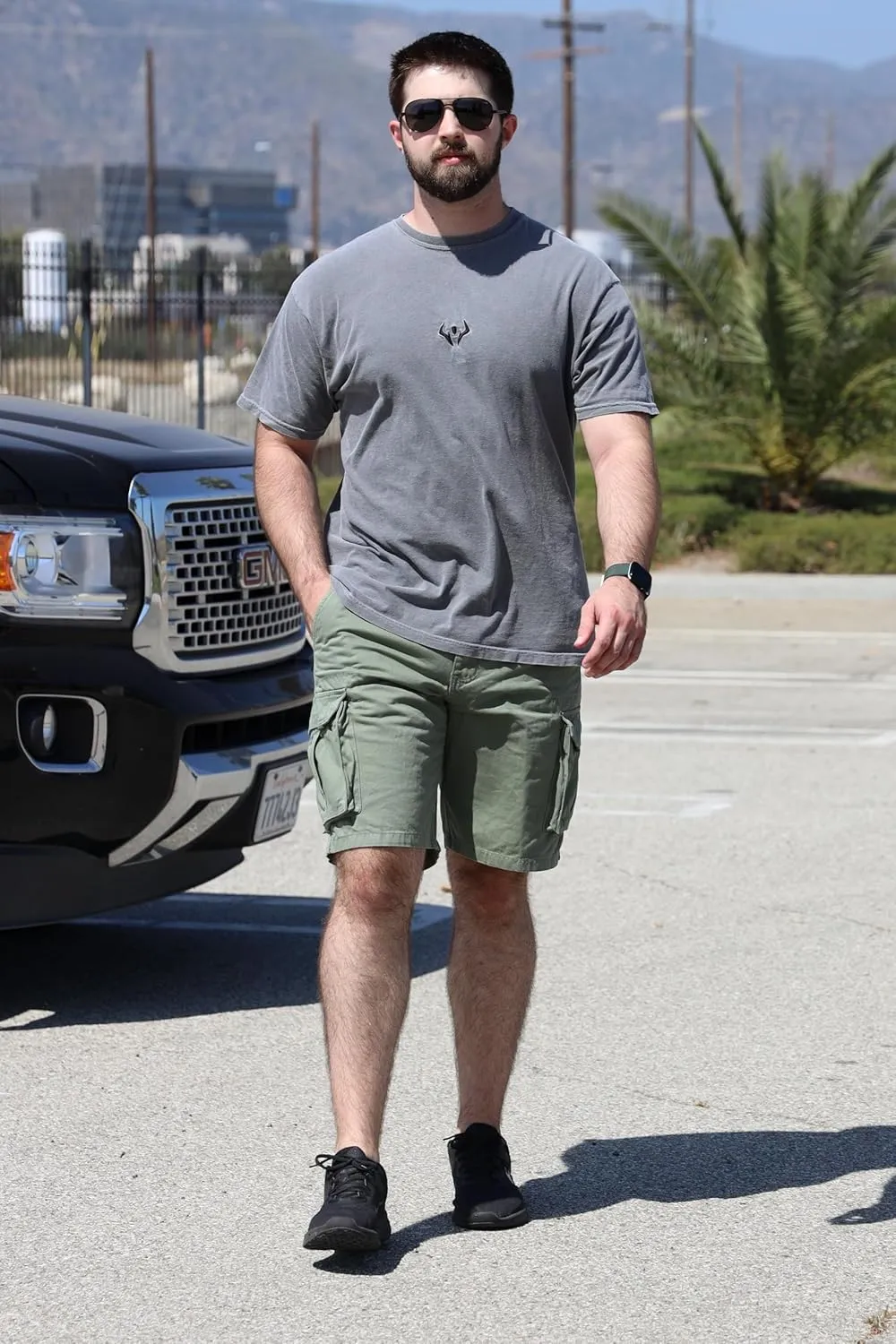 Men's Twill Cargo Shorts Cotton Lightweight Multi Pocket Casual Outdoor Hiking Shorts