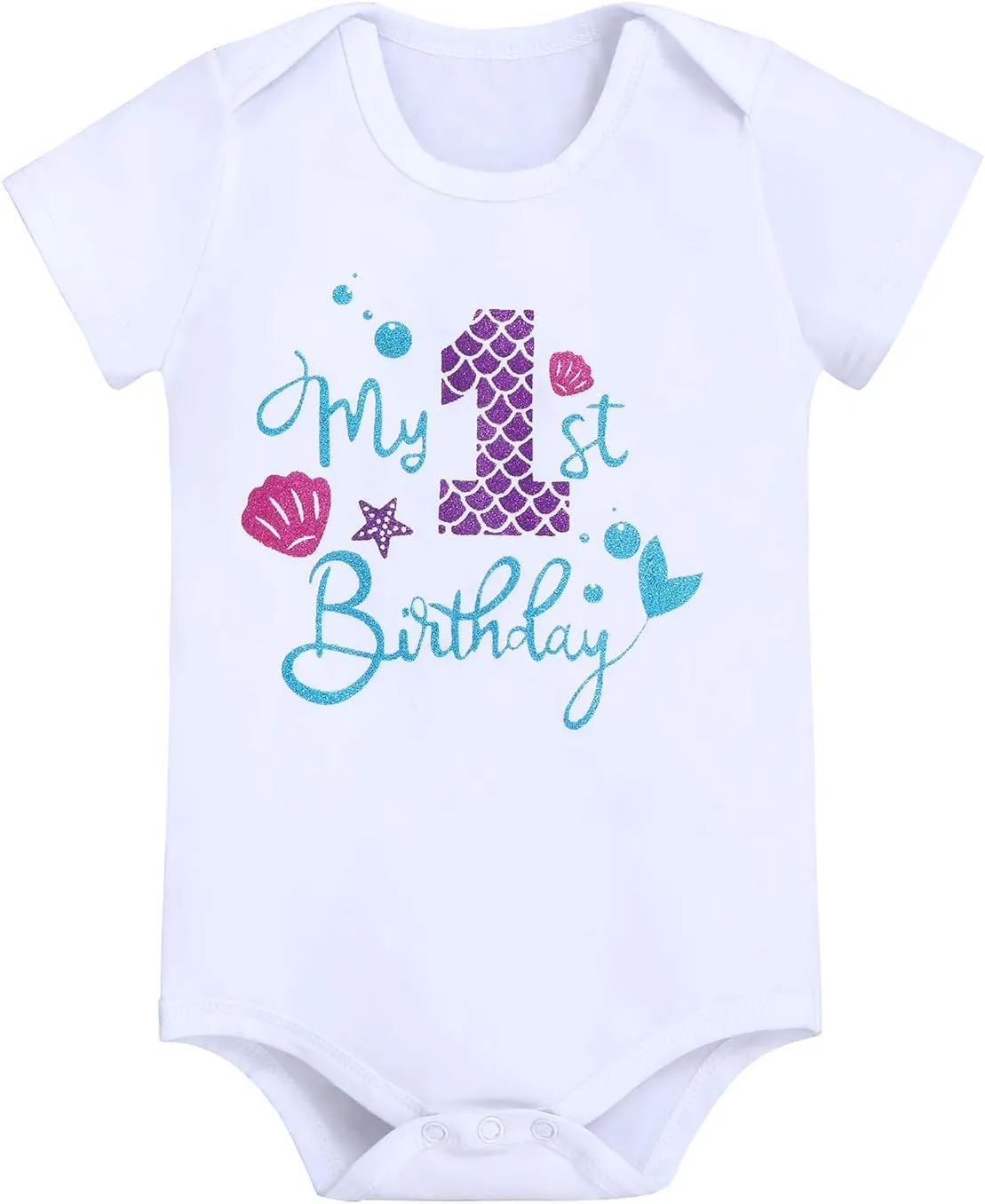 Mermaid 1st 2nd 3rd Birthday Outfit for Baby Girl Romper Tutu Skirt Shiny Headband Cake Smash Clothes Set Photo Props