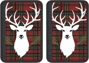 Merry Christmas Reindeer Tartan Xmas Car Seat Belt Pad 2 Pack Universal Fit Seatbelt Cover Soft and Comfortable Backpack Shoulder Pad Adjustable Neck Cushion Protector Harness Pad for Car Bag