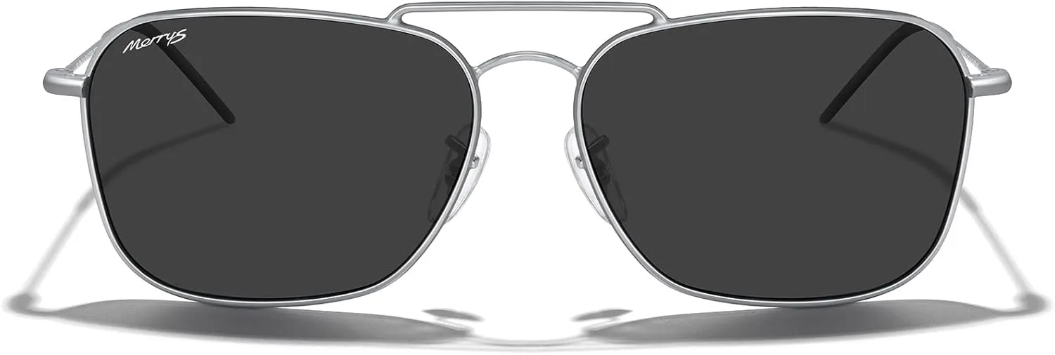MERRY'S Retro Metal Square Aviator Polarized Sunglasses for Men Women S6028