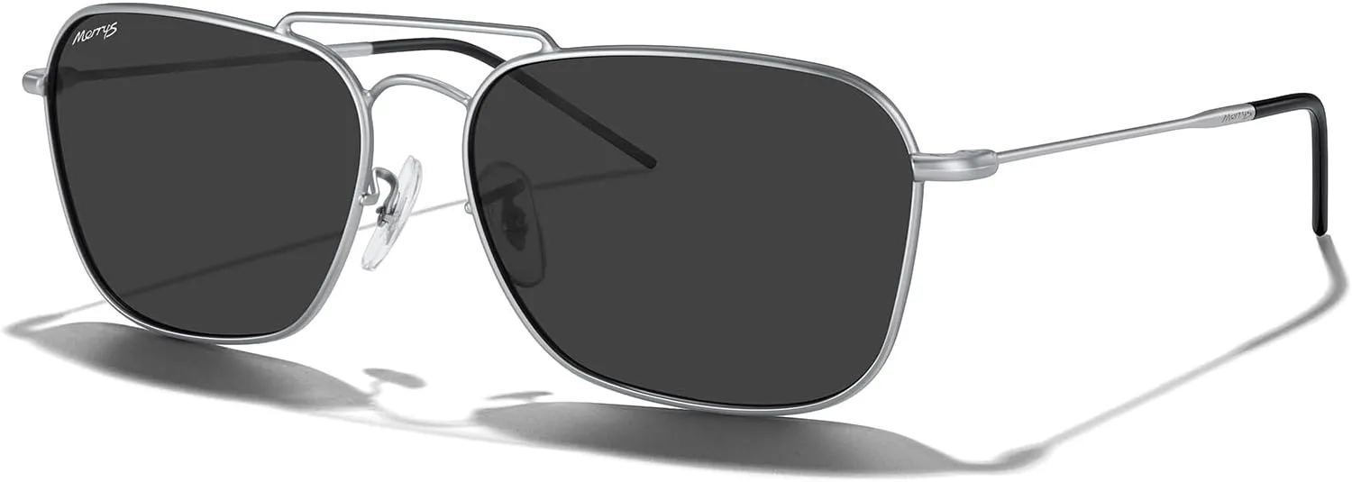 MERRY'S Retro Metal Square Aviator Polarized Sunglasses for Men Women S6028