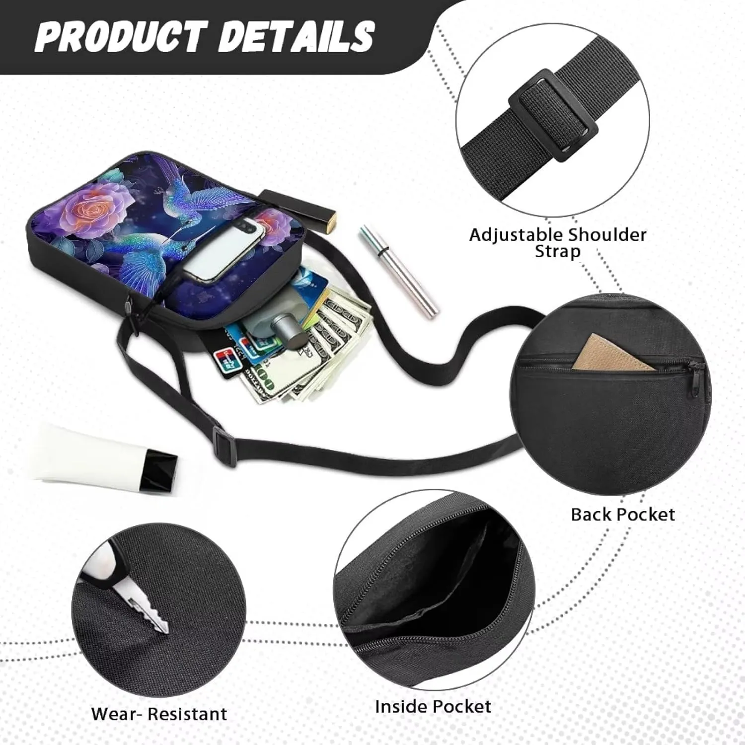 Messenger Bag for Women Crossbody Cell Phone Purse Small Shoulder Pouch for Outdoor