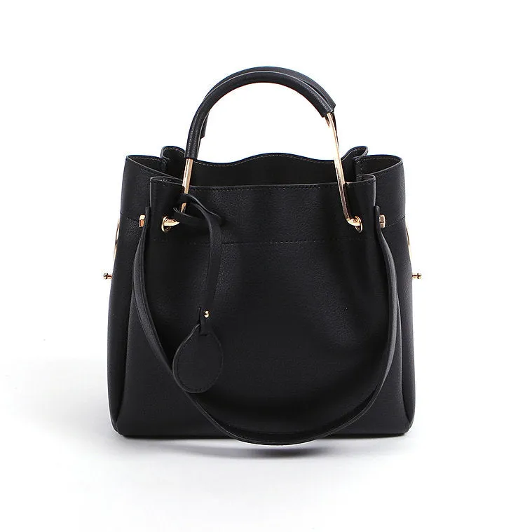METAL HANDLE TOTE BAG-BLACK TB7010A