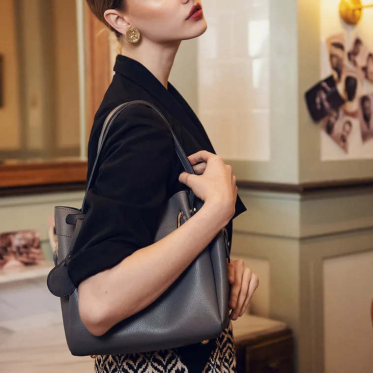 METAL HANDLE TOTE BAG-GREY TB7010A