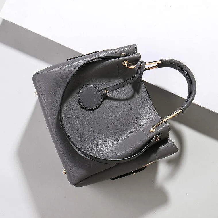 METAL HANDLE TOTE BAG-GREY TB7010A