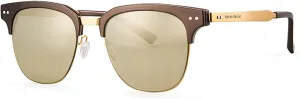 Metal Polarized Sunglasses Men Semi Rimless Frame Wayfarer Sun Glasses Horn Rimmed Shades Driving UV Blocking
