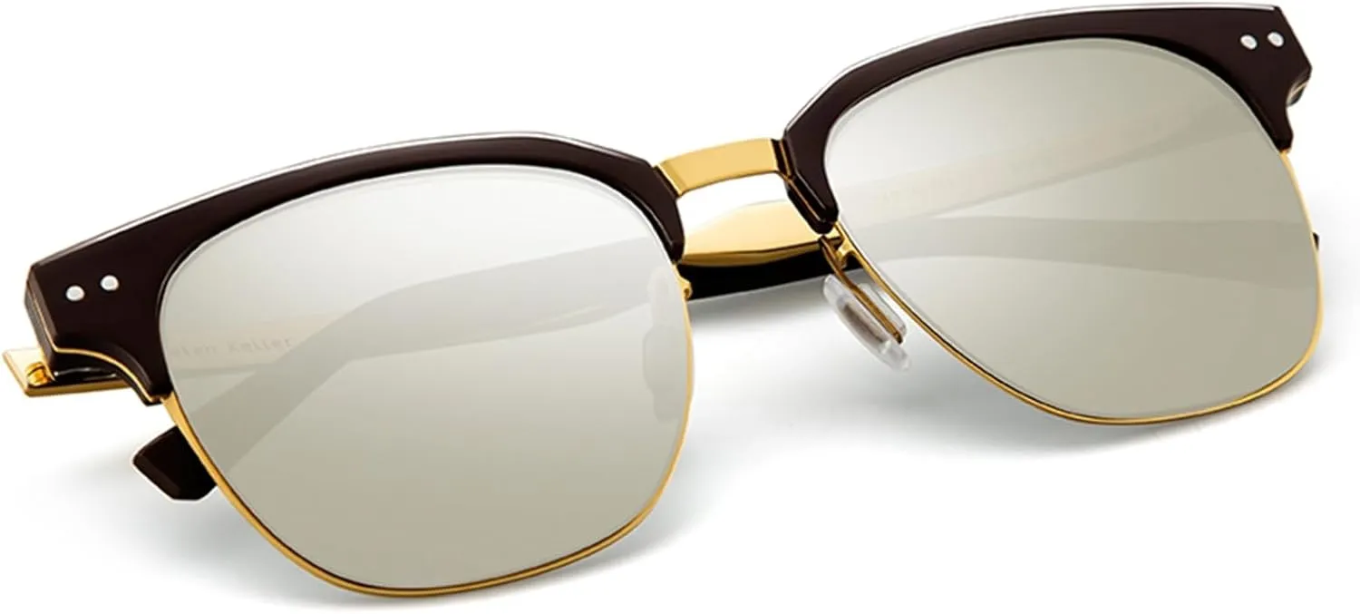 Metal Polarized Sunglasses Men Semi Rimless Frame Wayfarer Sun Glasses Horn Rimmed Shades Driving UV Blocking