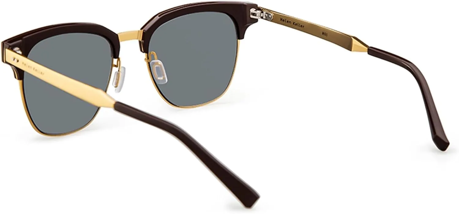 Metal Polarized Sunglasses Men Semi Rimless Frame Wayfarer Sun Glasses Horn Rimmed Shades Driving UV Blocking