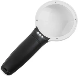 Microscope Accessories Kit Handheld 10X Illuminated Magnifier 75mm Large Area Magnifying Glass with LED Lights Optical Reading Loupe Microscope Slides