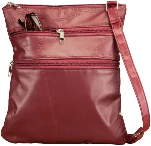 Miles Kimball RFID Lambskin Patch Leather Crossbody Bag