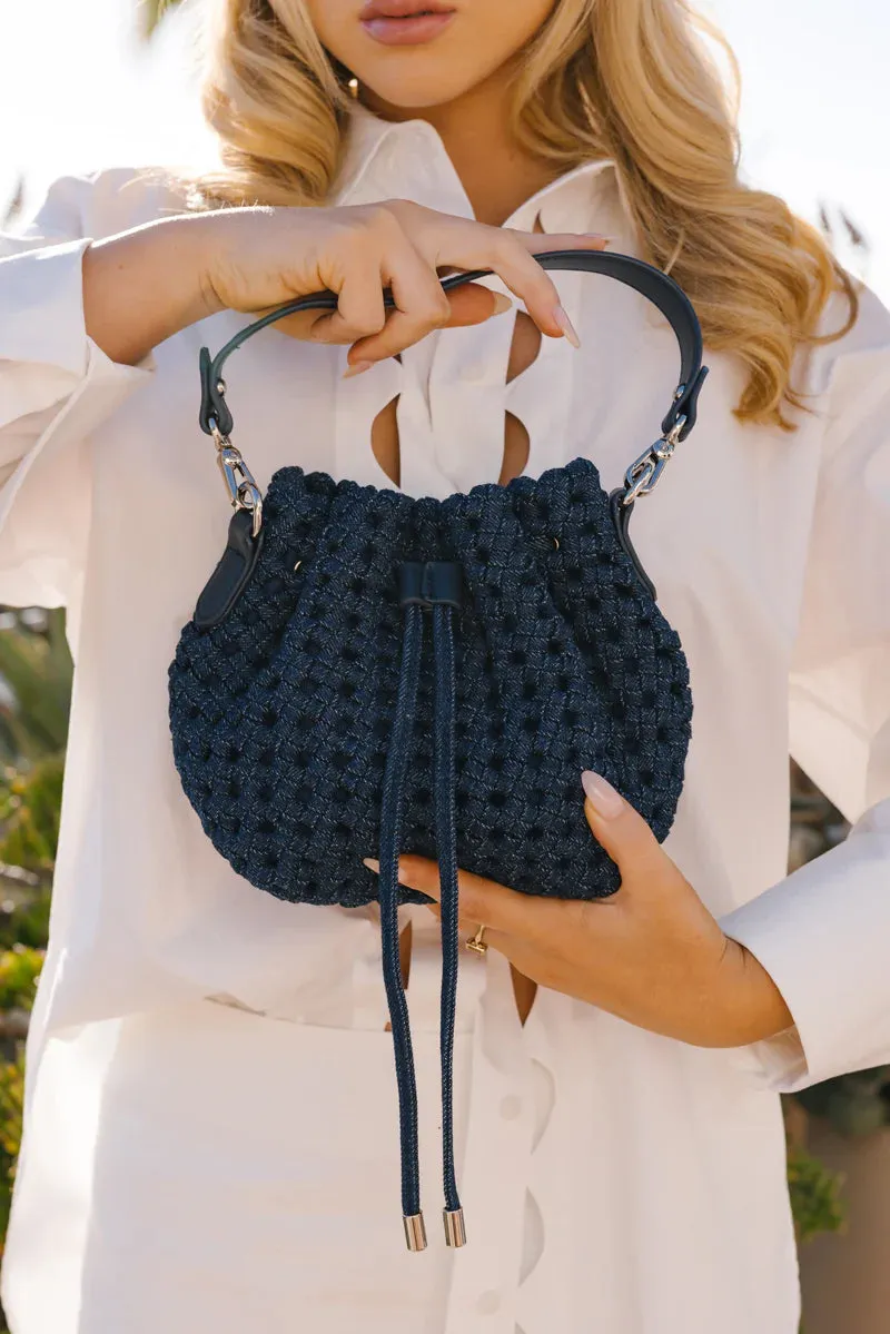 Mindy bucket Bag Denim Blue & Off White