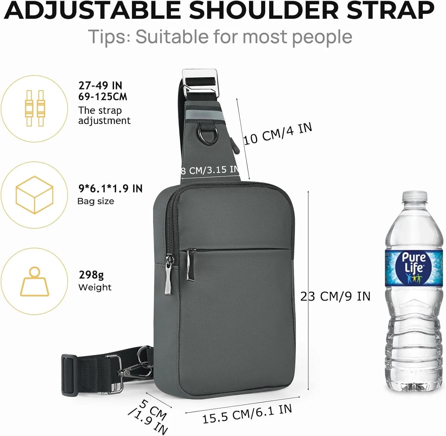 Mini Sling Bag for Women Men, Crossbody Bags Chest Bag Dual Pocket RFID Cell Phone Purse Travel Running Walking