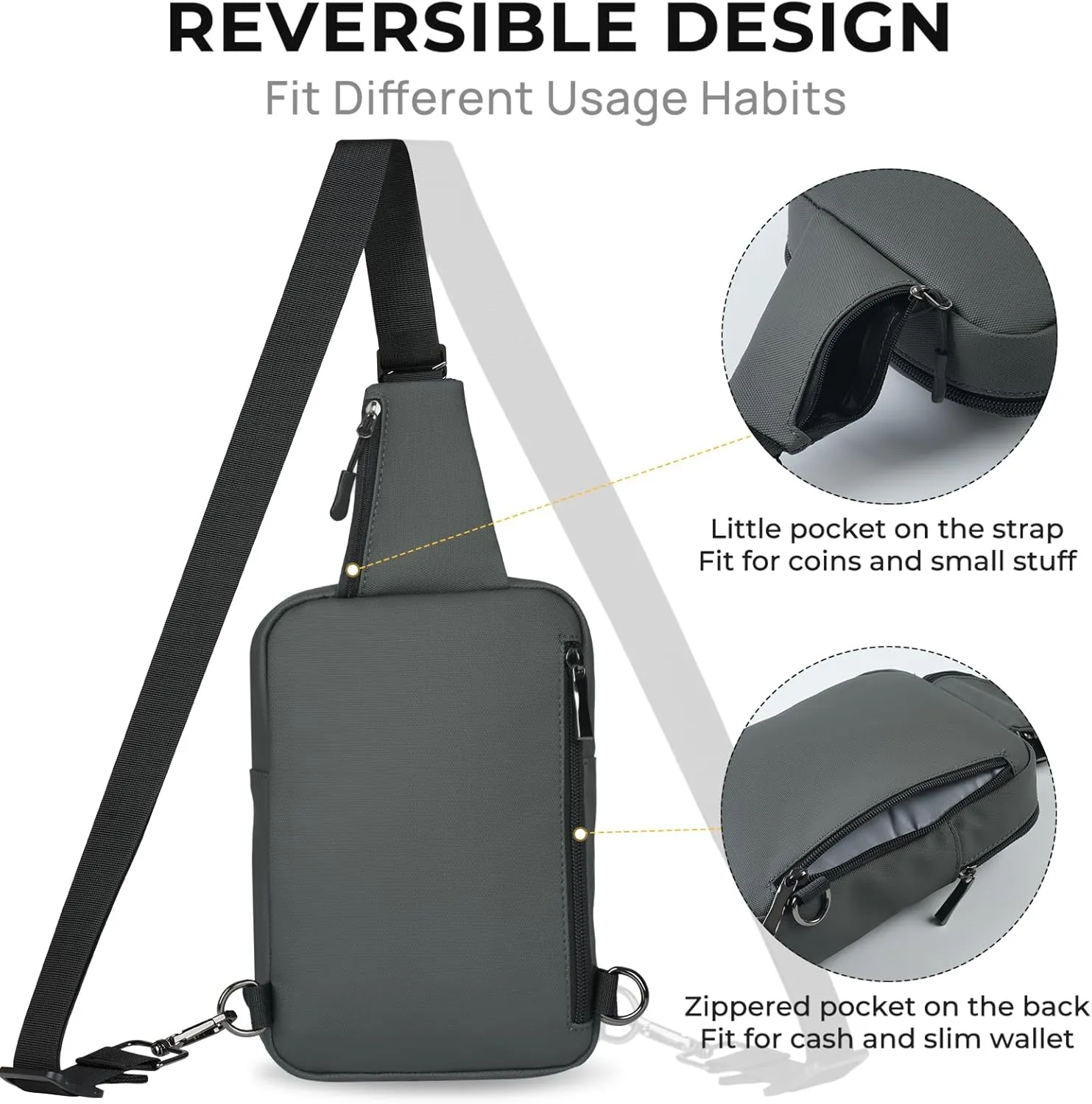 Mini Sling Bag for Women Men, Crossbody Bags Chest Bag Dual Pocket RFID Cell Phone Purse Travel Running Walking