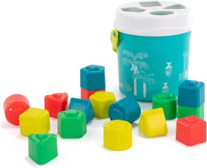 Miniland Feel to Learn Turquoise Shape Sorting Bucket for Children from 1 to 2 Years. 16 Multicolored Pieces with Different Shapes. Made in Spain with ECO Materials