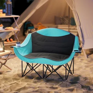 Minzan Padded Foldable Camp Chair with Metal Frame for Camping, Outdoor Picnics (Green)